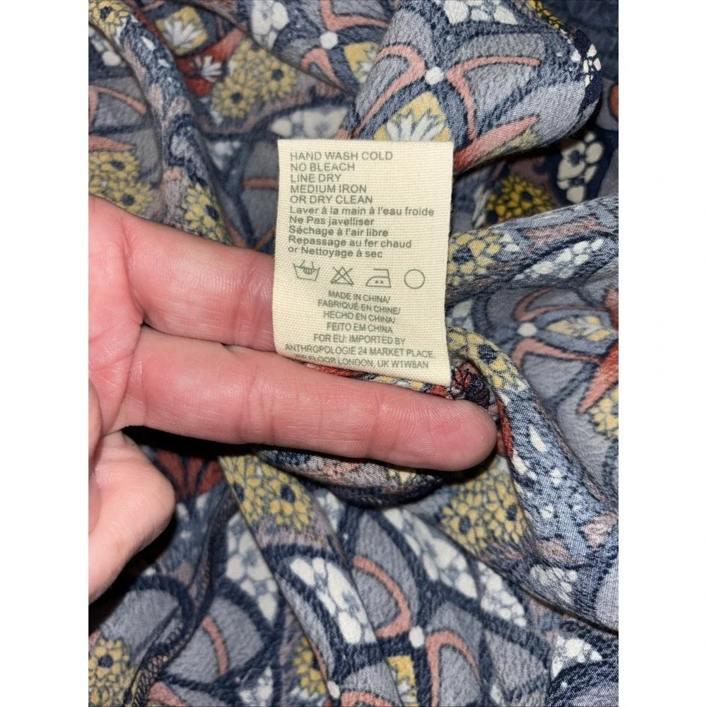 TINY Anthropologie Sophie Dress Sz L Navy Sweater Bodice Rayon Skirt Midi / Maxi - Picture 14 of 16